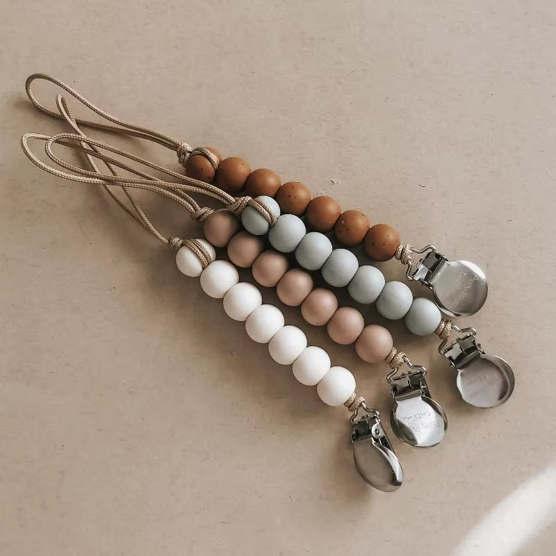Baby Pacifier Clip Silicone Bead Pacifier Chain Nipple Bracket Holder for Nipples Toddler Toy Clip Baby Show Gift Atache Tetine
